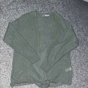 Zara Women's Mint Green Open-Front Cardigan Small
